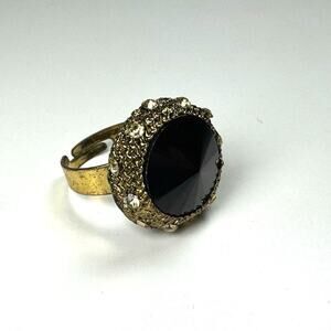 Unbranded Black Adjustable Costume Jewelry Ring Fits Size 5 Light Tarnishing